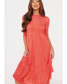 ISAWITFIRST.com Red Polka Dot Smock Midi Dress - 4 / RED