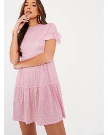 ISAWITFIRST.com Pink Polka Dot Tiered Smock Dress - 4 / PINK