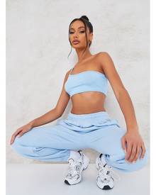 ISAWITFIRST.com Baby Blue One Shoulder Crop Top - 4 / BLUE