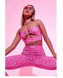 ISAWITFIRST.com Neon Pink Leopard Slinky Ring Bandeau Crop Top - 4 / PINK