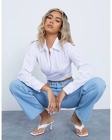 ISAWITFIRST.com White Wrap Around Waist Cropped Shirt - 4 / WHITE