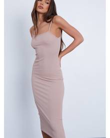 ISAWITFIRST.com Stone Rib Scoop Neck Cami Midi Dress - 4 / BEIGE