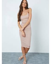 ISAWITFIRST.com Stone Rib Scoop Neck Cami Midi Dress - 4 / BEIGE