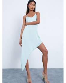 ISAWITFIRST.com Mint Green Crinkle Satin Cami Asymetric Midi Dress - 4 / GREEN