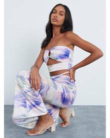 ISAWITFIRST.com Multi Muted Tie Dye Velour Ring Bandeau Crop Top - 4 / MULTI