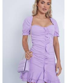 ISAWITFIRST.com Lilac Bengaline Ruffle Sweetheart Neck Bodycon Dress - 4 / PURPLE