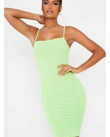 ISAWITFIRST.com Neon Green Cami Ribbed Midi Dress - 4 / GREEN