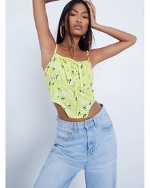 ISAWITFIRST.com Lemon Polka Dot Corset Ruched Bust Crop Top - 4 / YELLOW