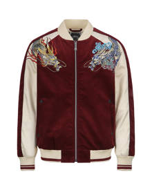 Evisu Dragon Embroidery Fabric-mixed Souvenir Jacket