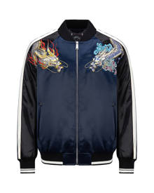 Evisu Dragon Embroidery Satin Padded Souvenir Jacket