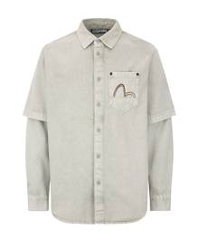 Evisu Seagull Embroidery Mock 2-in-1 Oxford Shirt