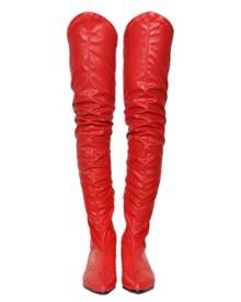 Red Women's Knee High Boots - Shoes 