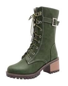 green biker boots