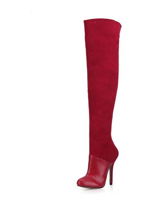 red leather knee boots