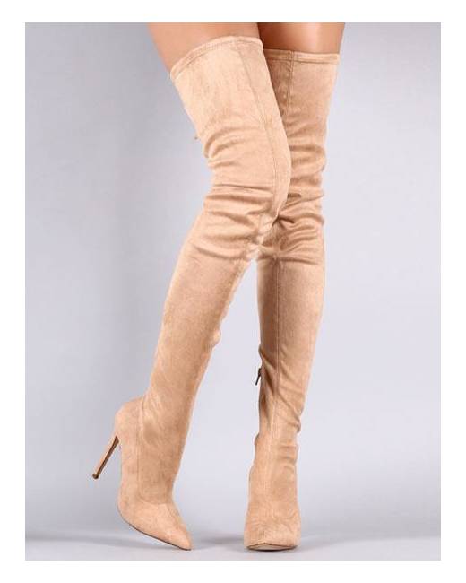 suede beige over the knee boots