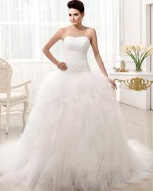 milanoo.com Chapel Train Ivory Bridal Wedding Dress with Strapless A-line Strapless Sequin