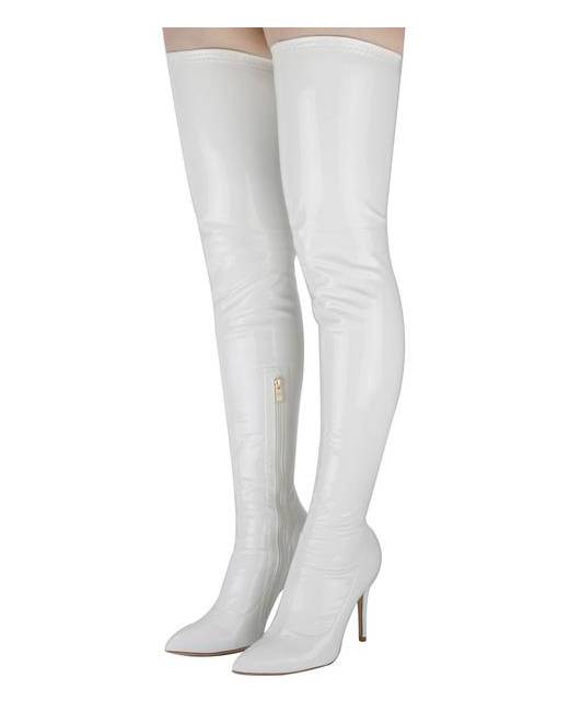 over the knee high white boots