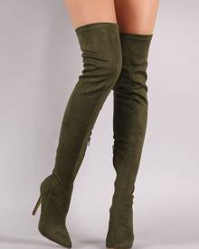 dark green knee high boots