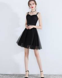 milanoo.com Milanoo Little Black Dresses Tulle Short Prom Dress Straps Cute Homecoming Dress
