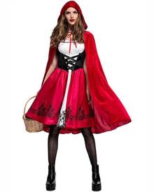 milanoo.com Milanoo Women Holidays Costumes Red Riding Hood Printed Dress Holiday Costume Carnival