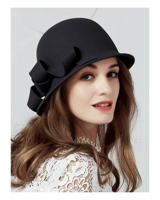 Ladies Cloche Hat With Bow Detailing Black Accessories Hats & Caps Formal Hats Cloche Hats 