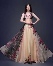 milanoo.com Milanoo Floral Maxi Dress 2021 Chiffon Party Dress Women V Neck Sleeveless Long Summer Dress