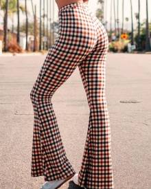milanoo.com Milanoo High Waist Bell Bottom Pants Plaid Flared Leg Pants milanoo.com Milanoo High Waist Bell Bottom Pants Plaid Flared Leg Pants