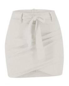 milanoo.com Women Mini Skirt Ruched Sash Wrap Skirt