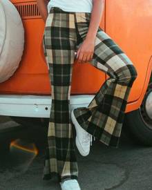 milanoo.com Milanoo High Waist Bell Bottom Pants Plaid Flared Leg Pants milanoo.com Milanoo High Waist Bell Bottom Pants Plaid Flared Leg Pants