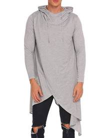 milanoo.com Hoodie For Men Irregular Design Drawstring Pleated Layered Long Sleeve Pullover Hoodie