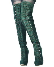 green thigh high boots