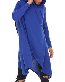 milanoo.com Hoodie For Men Irregular Design Drawstring Pleated Layered Long Sleeve Pullover Hoodie