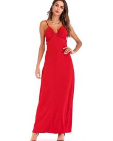milanoo.com Red Maxi Dress Women Sleeveless Slip Dress Long Party Dress