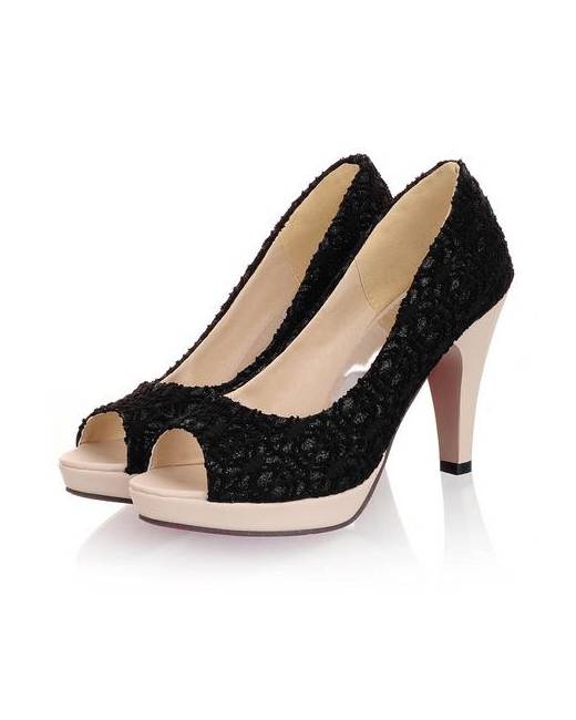 black high heels open toes shoes