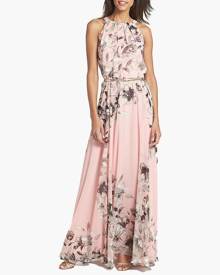 milanoo.com Milanoo Maxi Dress Floral Print Women Chiffon Sleeveless Peach Long Summer Dress