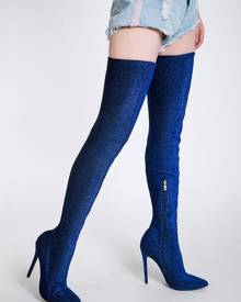 blue thigh high heels