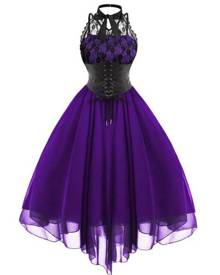 milanoo.com Milanoo Gothic Lolita JSK Dress Lace Chiffon Ruffles Lolita Jumper Skirts