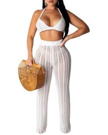 milanoo.com Milanoo 2 Piece Outfit Sheer Knitted Bralette With Pants Beachwear milanoo.com Milanoo 2 Piece Outfit Sheer Knitted Bralette With Pants Beachwear