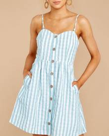 milanoo.com Summer Dresses Stripes Button Up Backless Short Sundress With Pockets milanoo.com Summer Dresses Stripes Button Up Backless Short Sundress With Pockets