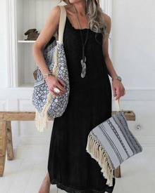 milanoo.com Oversized Maxi Dress Lace Trim Sleeveless Slip Dress