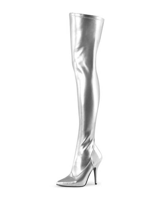 Silver Women's Over Knee Boots - Shoes 