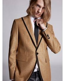 DSQUARED2 Men JACKET/BLAZER Gold Size 34 42% Virgin Wool 33% Viscose 18% Polyamide 7% Metallic Fiber