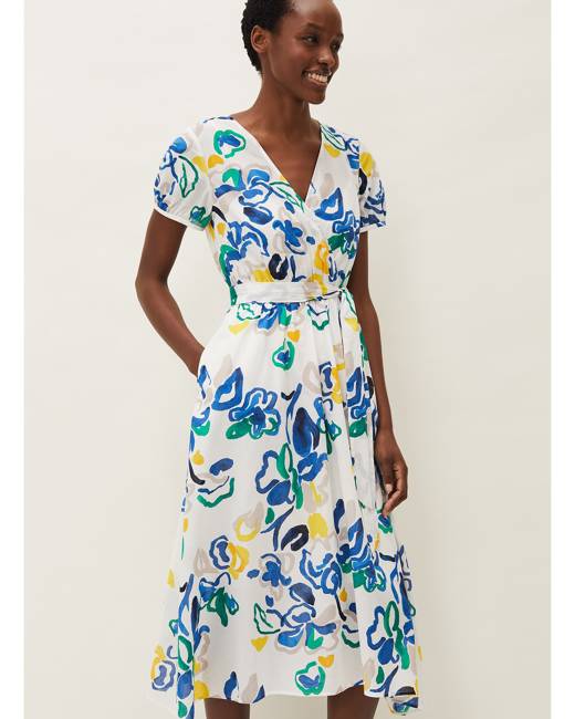 mjhGcfj Abstract Face Printed Midi Dress Vintage Wrap Dress Women's Half Short-Sleeve Shift Dresses 2021 Casual Summer
