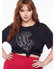 Curvy Sense Ac/dc Graphic Tee Shirt Top in Black Size 1X