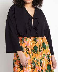 ELOQUII Tie Front Blouse Top in Black Size 14/16