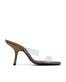 BY FAR Clara disco bronze hologram leather heels