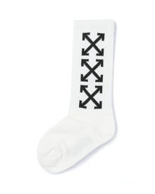 White Off-White c/o Virgil Abloh Arrow Brand-print Cotton-blend Socks in White Black Womens Clothing Hosiery Socks 