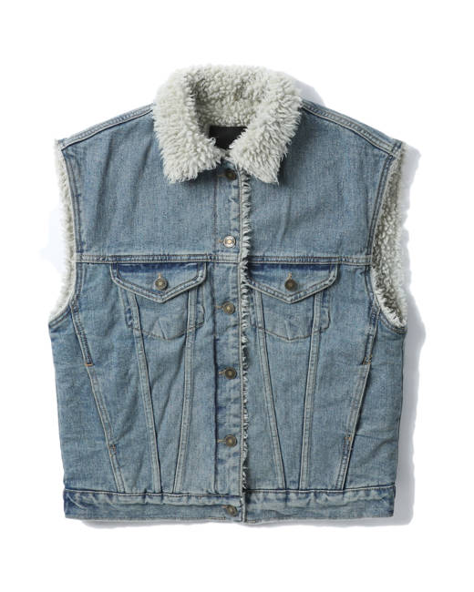 Womens Clothing Jackets Waistcoats and gilets Grey Pinko Stud Detailed Denim Vest in Blue 