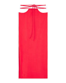 Cutout Jersey Knit Midi Skirt - XS Cherry Red
