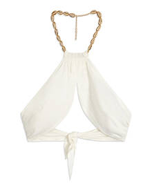 Bandana Wrap Linen Halter Top - Off White M